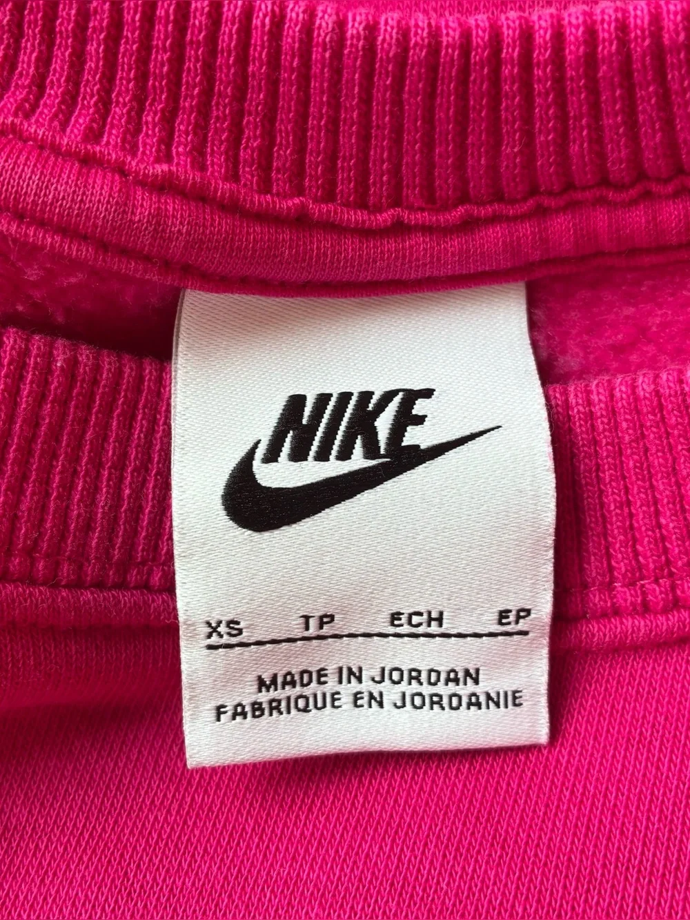 Nike Pink Fleece Pullover Crew Neck Sweatshirt Cropped Women's Size XS Logo